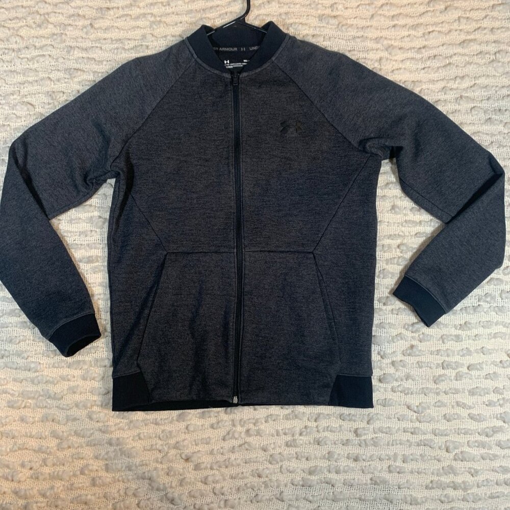 UNDER ARMOUR MENS MEDIUM FULL ZIP JACKET LIGHTWEIGHT GRAY BLACK